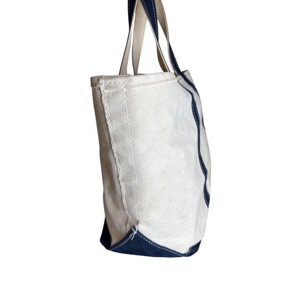 Vintage 90s L.L. Bean Boat And Tote Bag Navy Natural Canvas 23x14 - Picture 3 of 8